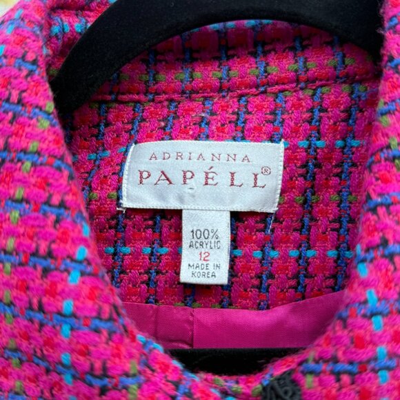 Gorgeous Fushia and Blue Tweed Adrianna Papell 2 Piece Skirt Suit- Size 12 - Picture 4 of 5